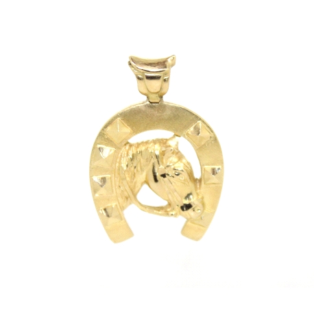 COLGANTE HERRADURA CON CABALLO EN ORO 18K