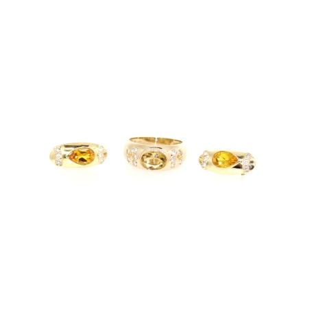 CONJUNTO DE PENDIENTES Y ANILLO EN ORO 18K CON TOPACIOS Y BRILLANTES