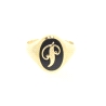 SELLO LETRA P EN ORO 18K CON ONIX