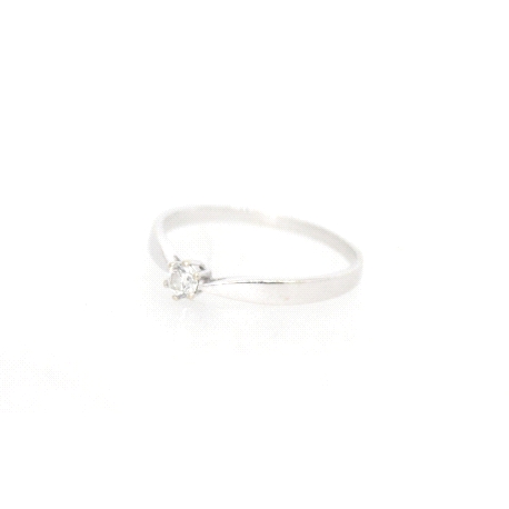 SOLITARIO EN ORO BLANCO 18K CON BRILLANTE DE 0.10 CT