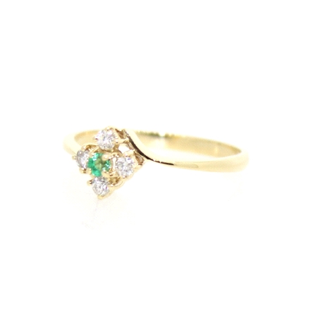 ANILLO EN ORO 18K CON 0.20 CT EN BRILLANTES Y ESMERALDA