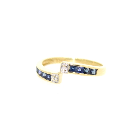 ANILLO EN ORO 18K CON DIAMANTES Y ZAFIROS