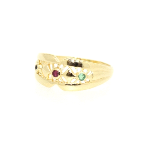 ANILLO EN ORO 18K CON ZAFIRO, RUBI Y ESMERALDA