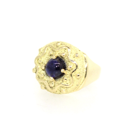 ANILLO EN ORO 18K CON CUARZO AZUL