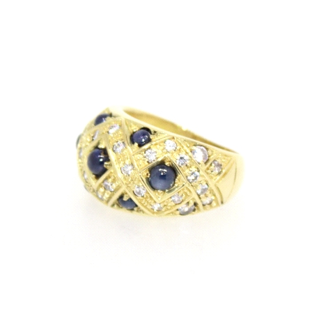 ANILLO EN ORO 18K CON CUARZOS AZULES Y CIRCONITAS