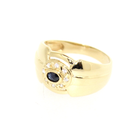 ANILLO EN ORO 18K CON ZAFIRO Y CIRCONITAS