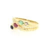 ANILLO EN ORO 18K CON ZAFIRO, RUBI, ESMERALDA Y CIRCONITAS