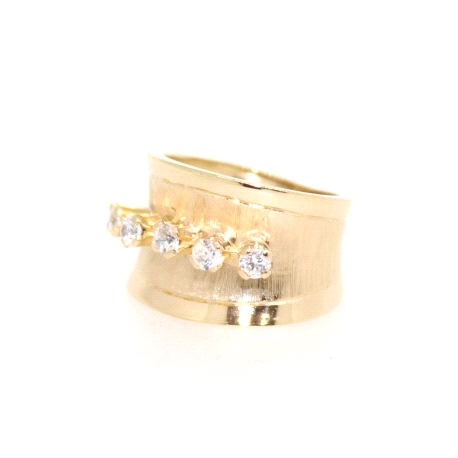 ANILLO EN ORO MATE Y BRILLO 18K CON CIRCONITAS