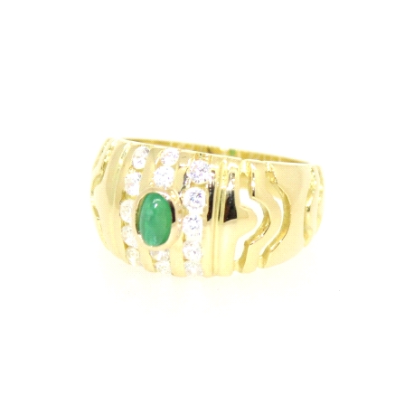 ANILLO EN ORO 18K CON ESMERALDA Y CIRCONITAS