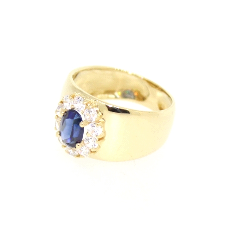 ANILLO EN ORO 18K CON ZAFIRO Y CIRCONITAS