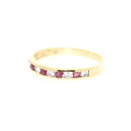 ANILLO EN ORO 18K CON RUBIES Y CIRCONITAS